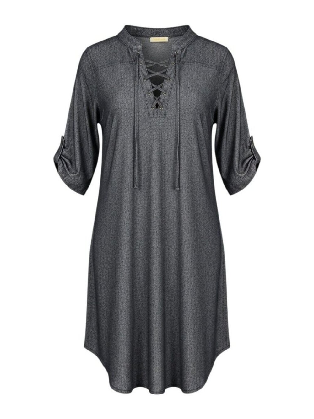 Bobbie Brooks Ladies Lace-Up Tunic Top 3/4 Sleeve Blue L
